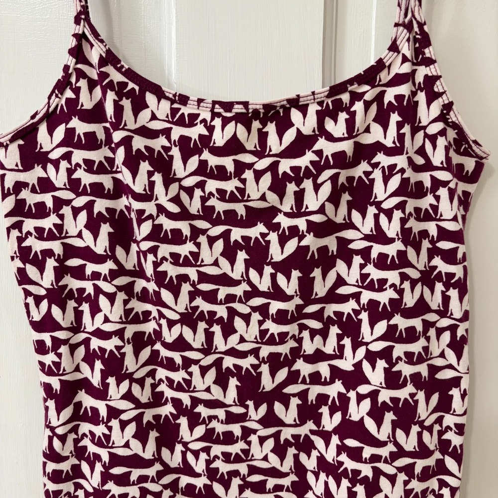 Y2K Style Foxes Print Maroon Preppy Funny Aeropostale Favorite Cami Tank Sz M - Picture 2 of 4